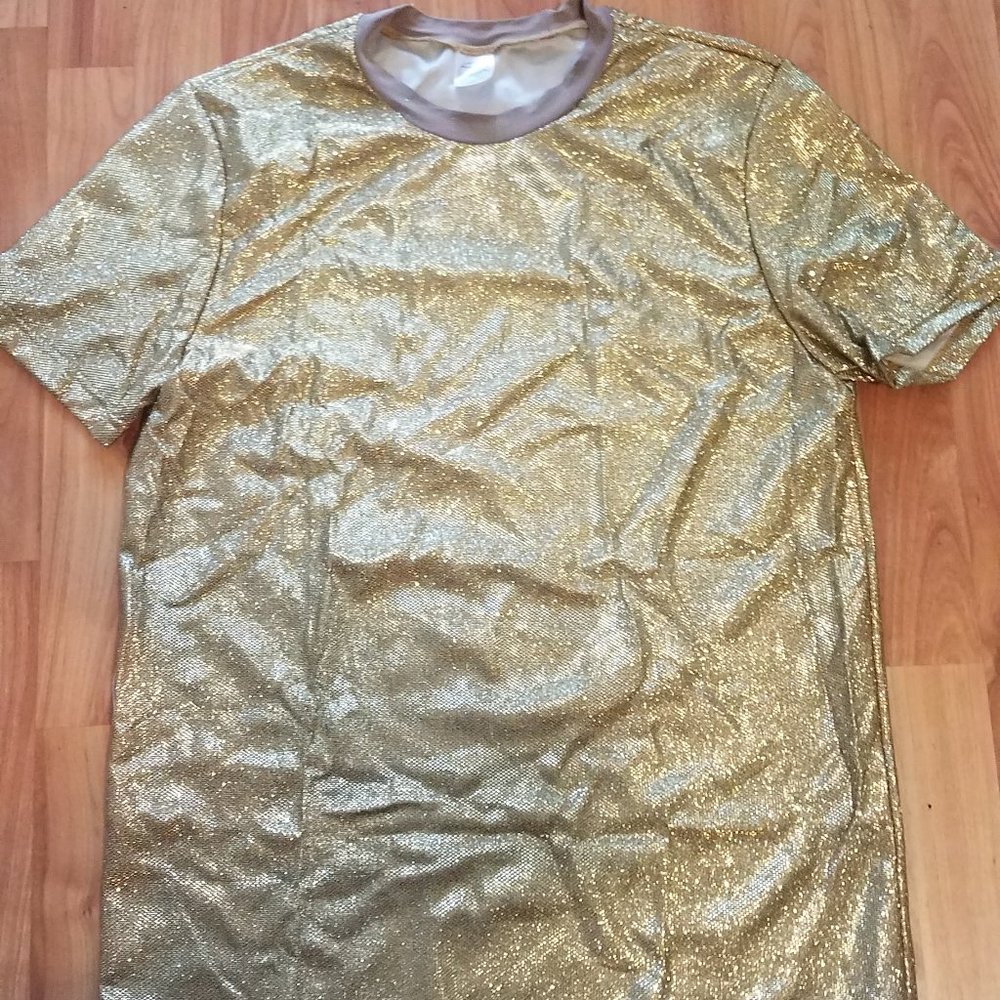 Champagne Gold Glitter Sparkly Box T-Shirt - Luqman London - Small and Medium